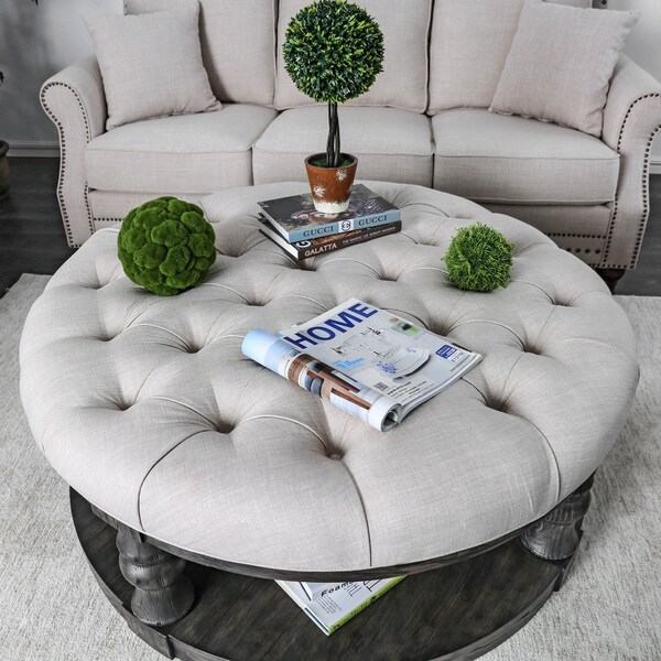 farmhouse tufted coffee table