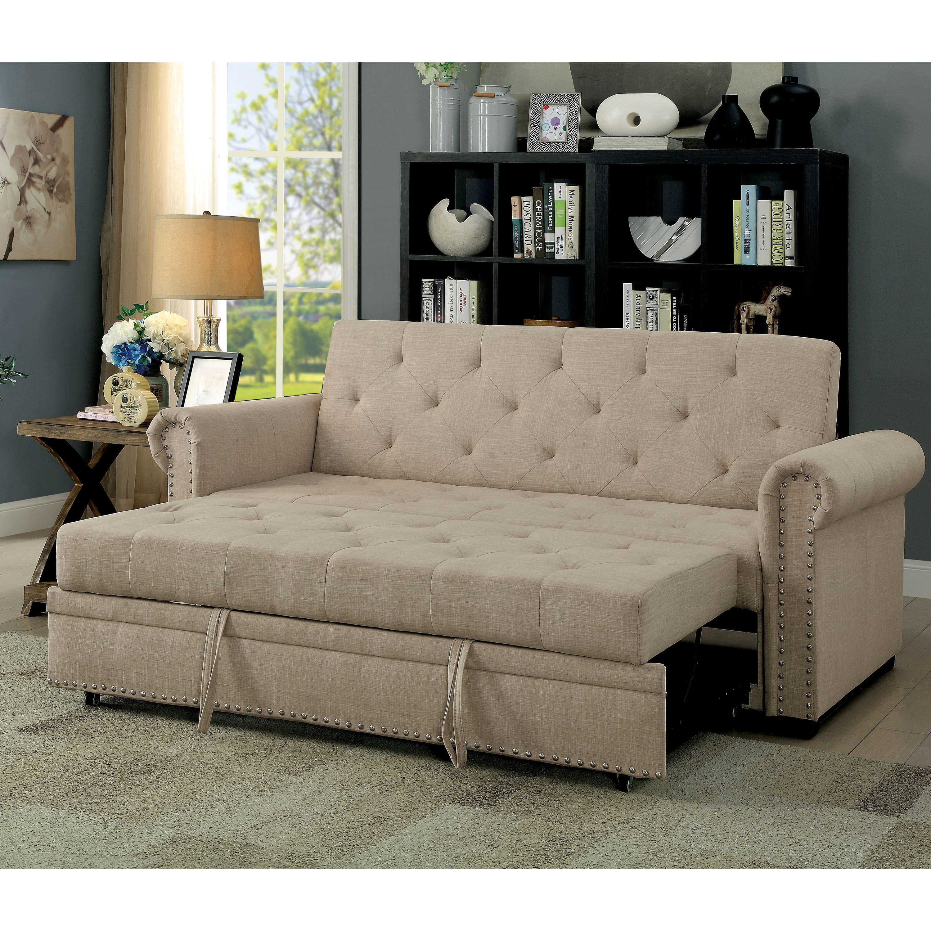 Furniture Of America Gila Transitional Beige Fabric Futon Furniture Of America Gila Transitional