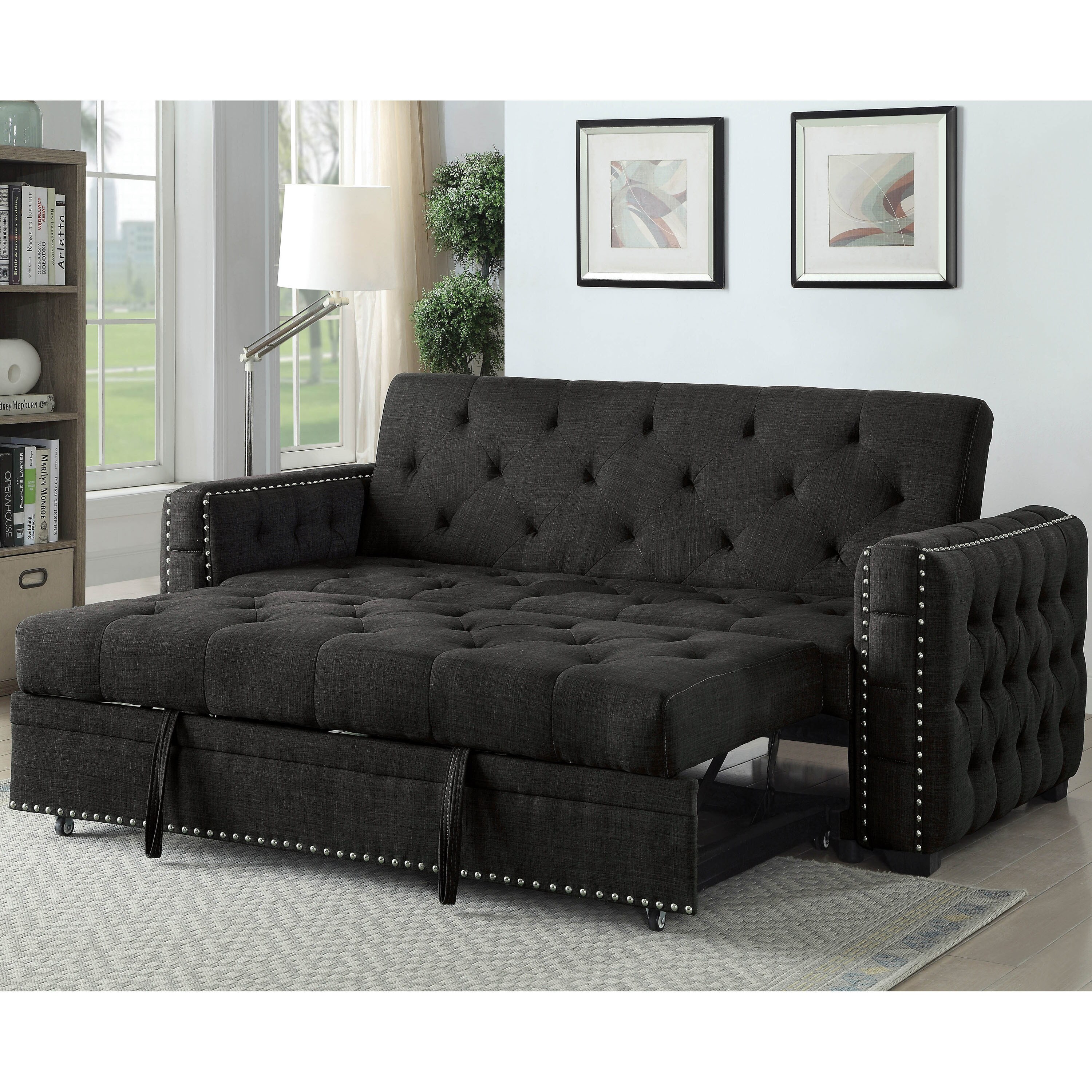 Furniture Of America Gila Transitional Grey Fabric Futon Sofa Grey Fabric Futon Sofa