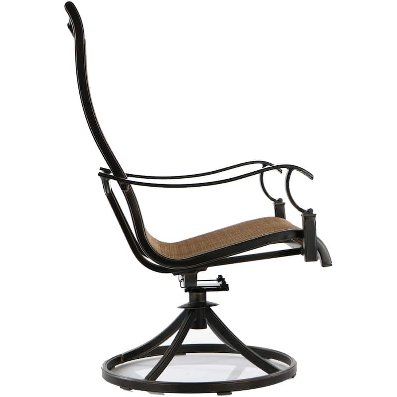 Hanover Manor 7-Piece Outdoor Dining Set with Six Swivel Rockers and a Large 60 In. Cast-top Dining Table