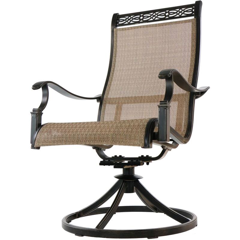 Hanover Manor 7-Piece Outdoor Dining Set with Six Swivel Rockers and a Large 60 In. Cast-top Dining Table