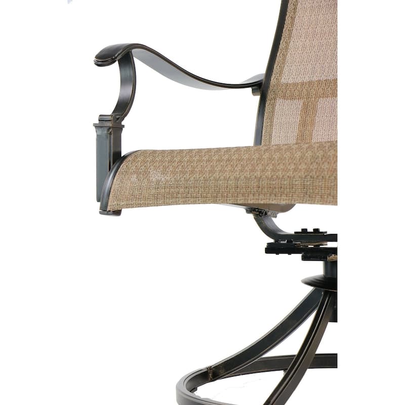 Hanover Manor 7-Piece Outdoor Dining Set with Six Swivel Rockers and a Large 60 In. Cast-top Dining Table