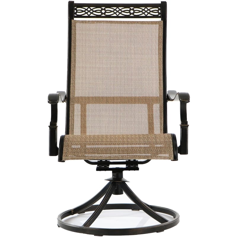 Hanover Manor 7-Piece Outdoor Dining Set with Six Swivel Rockers and a Large 60 In. Cast-top Dining Table