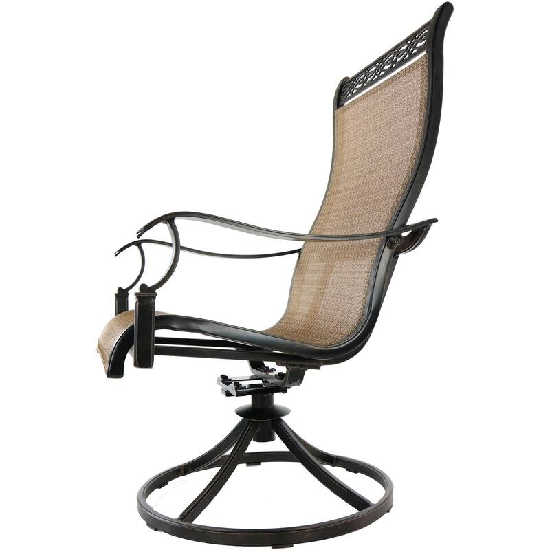 Hanover Manor 7-Piece Outdoor Dining Set with Six Swivel Rockers and a Large 60 In. Cast-top Dining Table