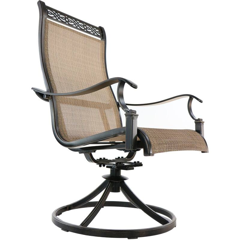 Hanover Manor 7-Piece Outdoor Dining Set with Six Swivel Rockers and a Large 60 In. Cast-top Dining Table