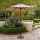 preview thumbnail 12 of 13, Hanover Monaco 6-Piece Dining Set in Tan with Swivel Rockers, Bench, Tile-Top Table, and Umbrella with Stand