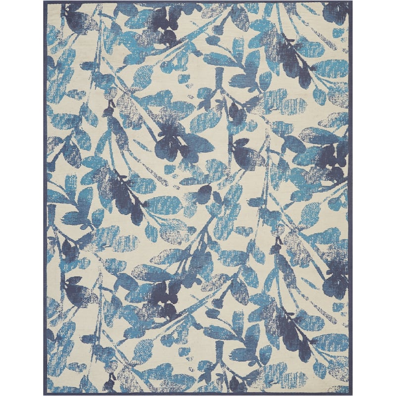 Waverly Vintage Distressed Floral Area Rug - 4' x 6' - Blue - Runner/Rectangle