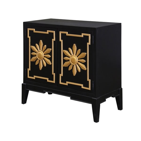 Golden Flower Overlay Jet Black 2 Door Cabinet Free Shipping Golden Flower Overlay Jet Black 2 Door Cabinet Free Shipping Today 20740961