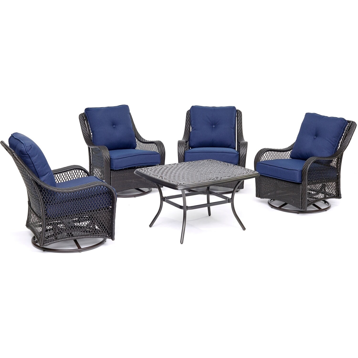 Shop Hanover Orleans Navy Blue 5 Piece Patio Chat Set With 4