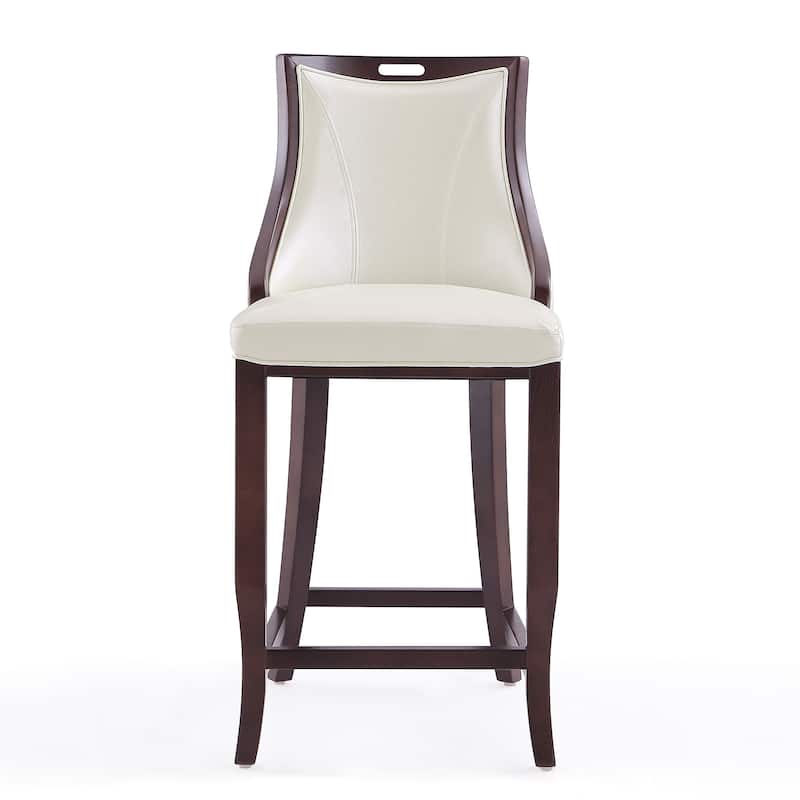 Emperor Upholstered Wood Bar Stool - Pearl White