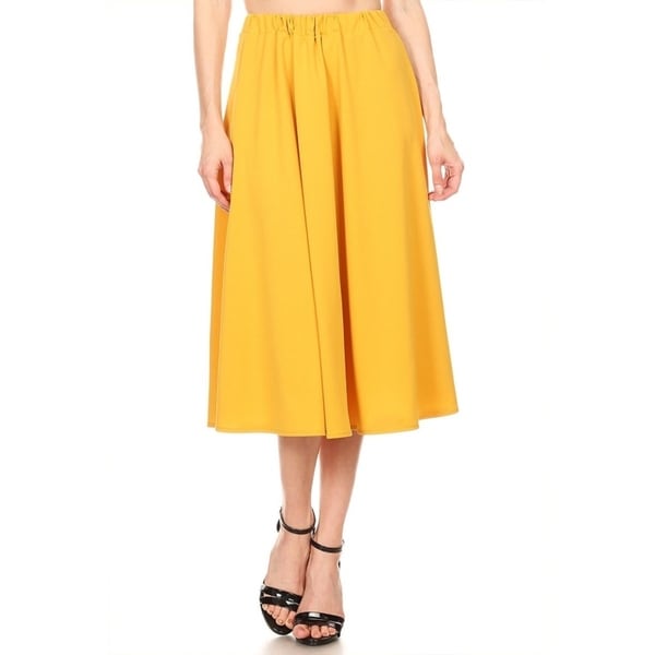 Women's Solid Ruffled Mid-Length Skirt. Opens flyout.