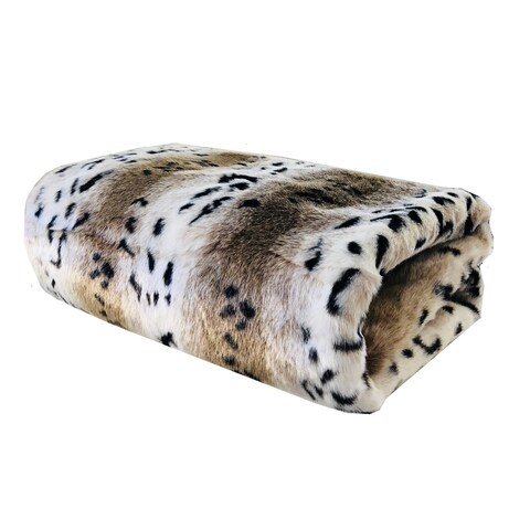 Plutus Snow Lynx Faux Fur Luxury Blanket