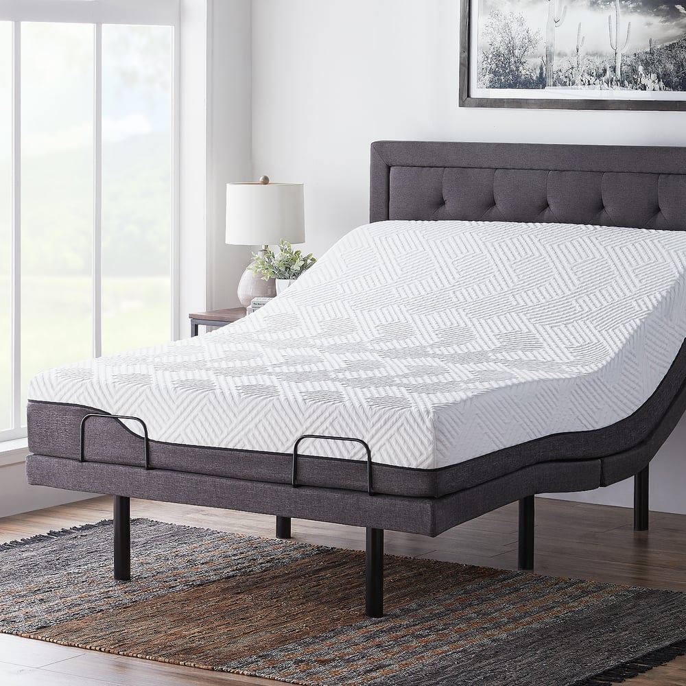 LUCID 10-inch Hybrid Mattress and L300 Adjustable Bed Set - On Sale ...