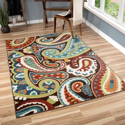 The Curated Nomad Palmas Indoor/Outdoor Paisely Rainbow Multi Rug