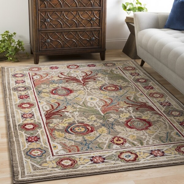 Gracewood Hollow Gloria Medium Brown Vintage Floral Area Rug - 7'10" x 9'10"