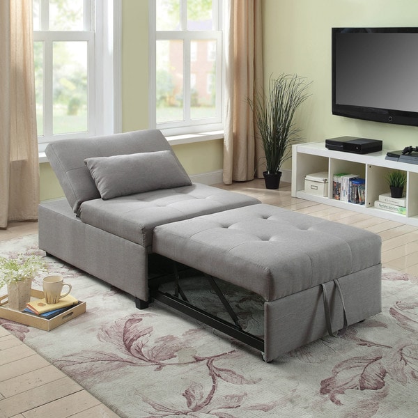 Shop Furniture of America Dayton Convertible Tufted Sleeper Ottoman