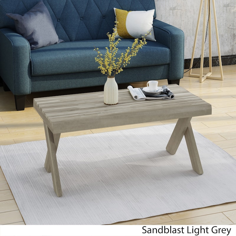 Esmeralda Farmhouse Acacia Wood Coffee Table by Christopher Knight Home - Grey