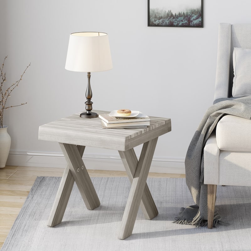 Esmeralda Farmhouse Acacia Wood Side Table by Christopher Knight Home