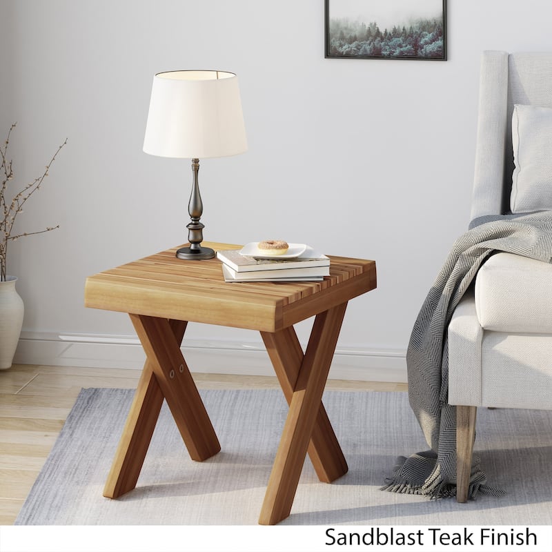 Esmeralda Farmhouse Acacia Wood Side Table by Christopher Knight Home