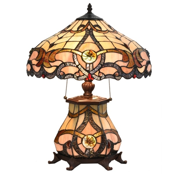 Tiffany Style Lamp Victorian Jeweled Desk Lamp Floral ...