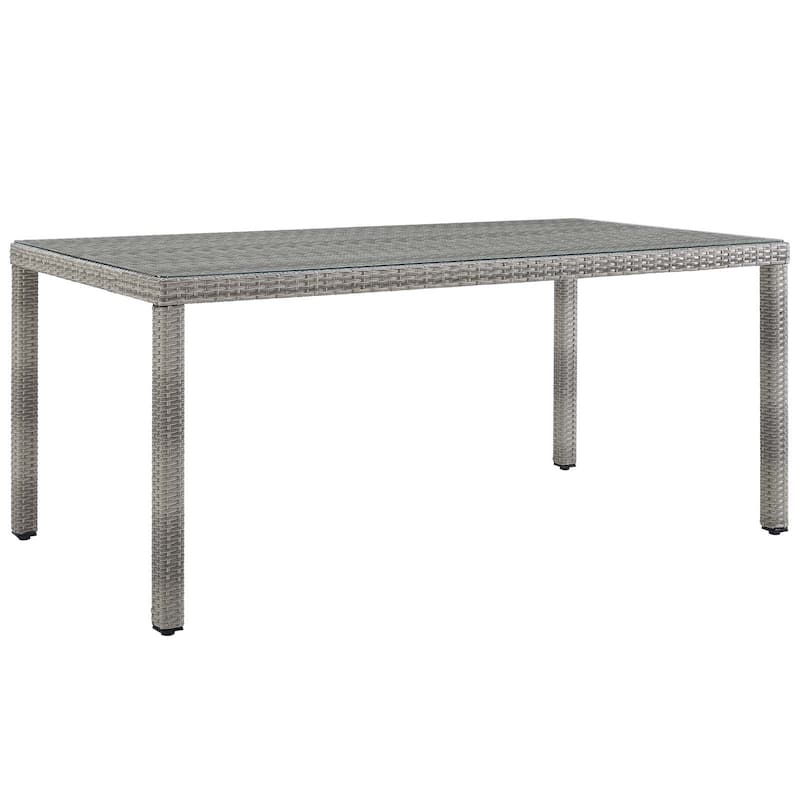 Aura 68" Wicker Rattan Dining Table - Grey