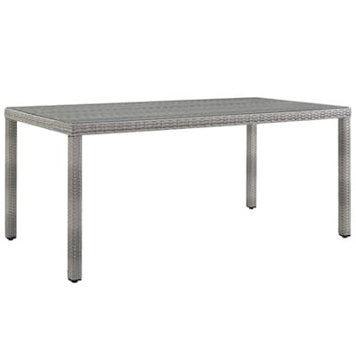Aura 68" Wicker Rattan Dining Table - Grey