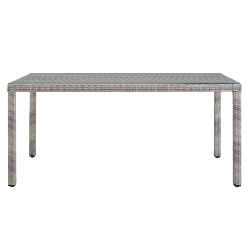 Aura 68" Wicker Rattan Dining Table - Grey