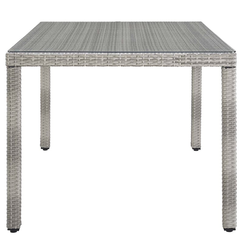 Aura 68" Wicker Rattan Dining Table - Grey