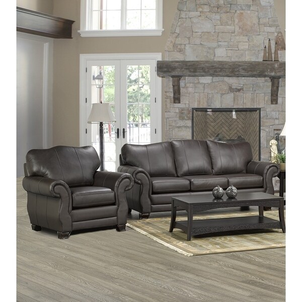 Madison Italian Leather Sofa and Chair Set