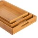 BirdRock Home 3 pc Bamboo Breakfast Bed Trays (Squared) | Cut Out Handles | Set of 3 | Bamboo | Nesting - Thumbnail 1