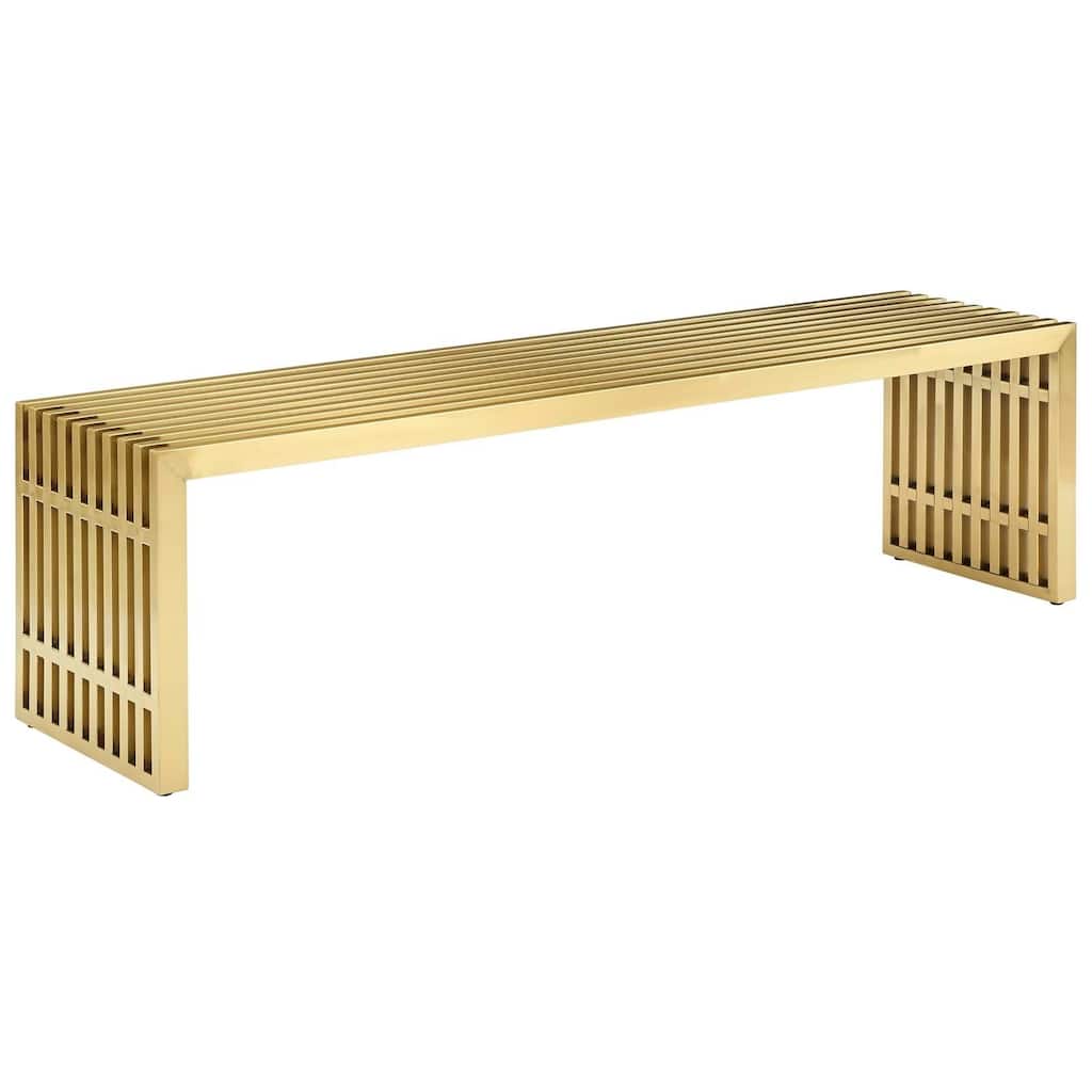 Gridiron Contemporary Modern Gold Stainless Steel Medium Bench