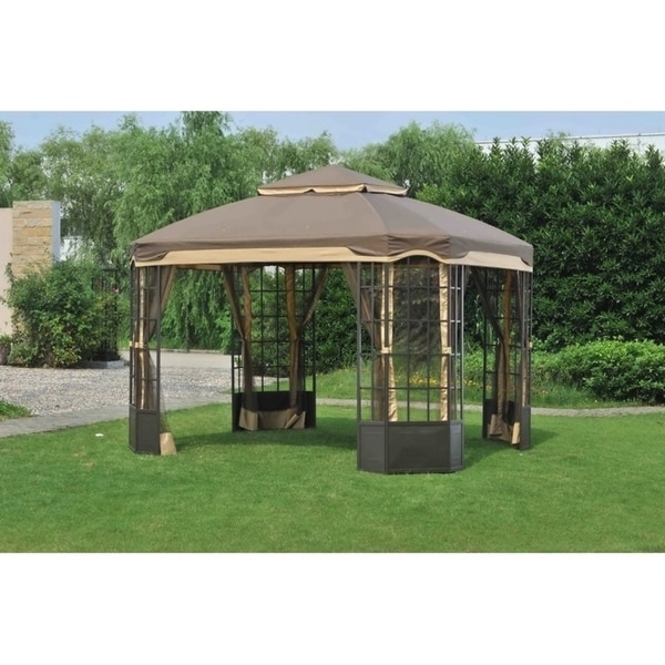 Sunjoy Replacement Mosquito Netting for 10 X 12 Ft Bay Window Gazebo Set, Dark Brown