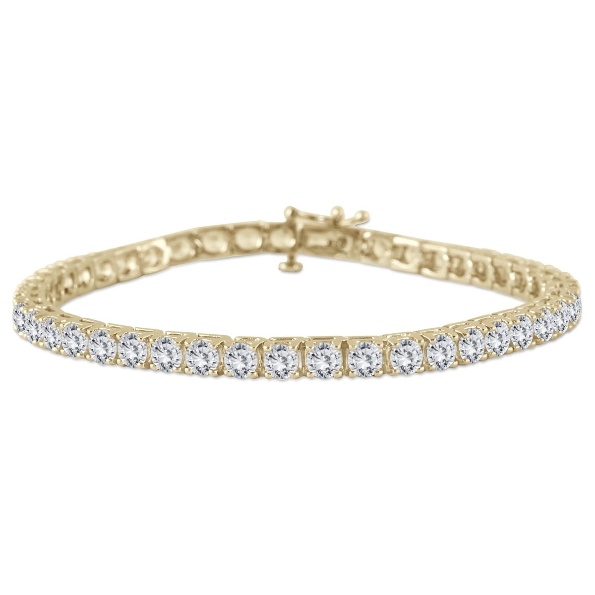 Carat Weight Varies By Size Available In 6-9 Inch Lengths AGS Certified 14 Karat White and Yellow Gold 9 Carat Diamond Tennis Bracelet