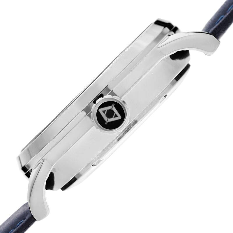 Akribos XXIV Men's Automatic Skeletal Blue Leather Strap Watch