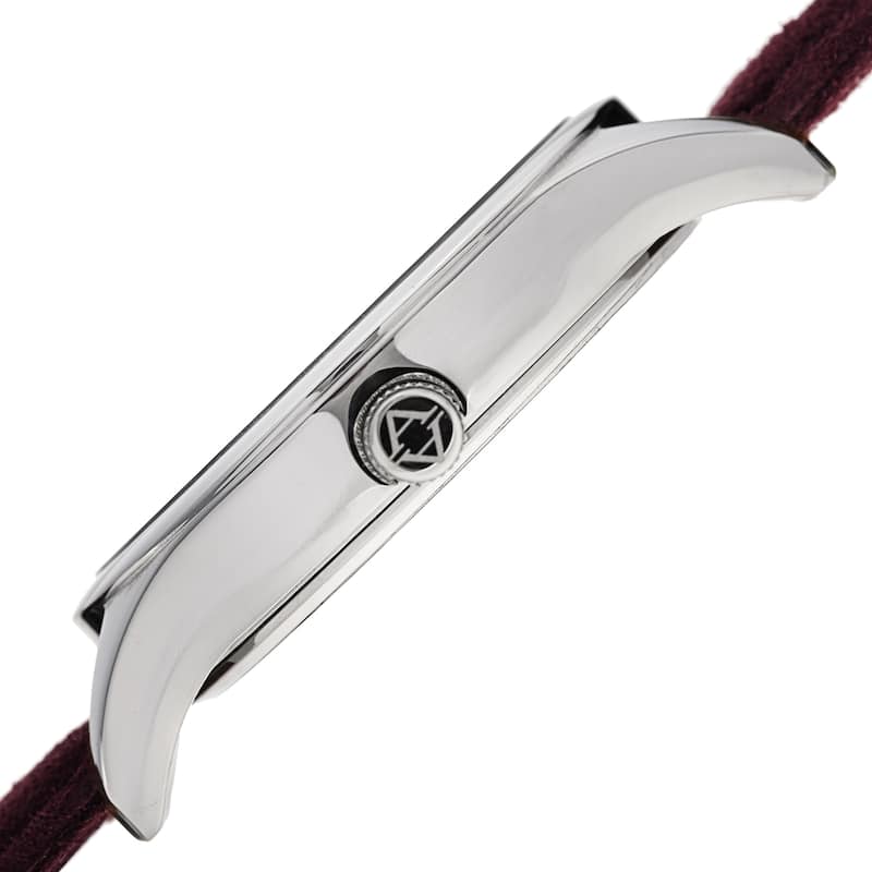 Akribos XXIV Men's Classic Date Red Suede Leather Strap Watch