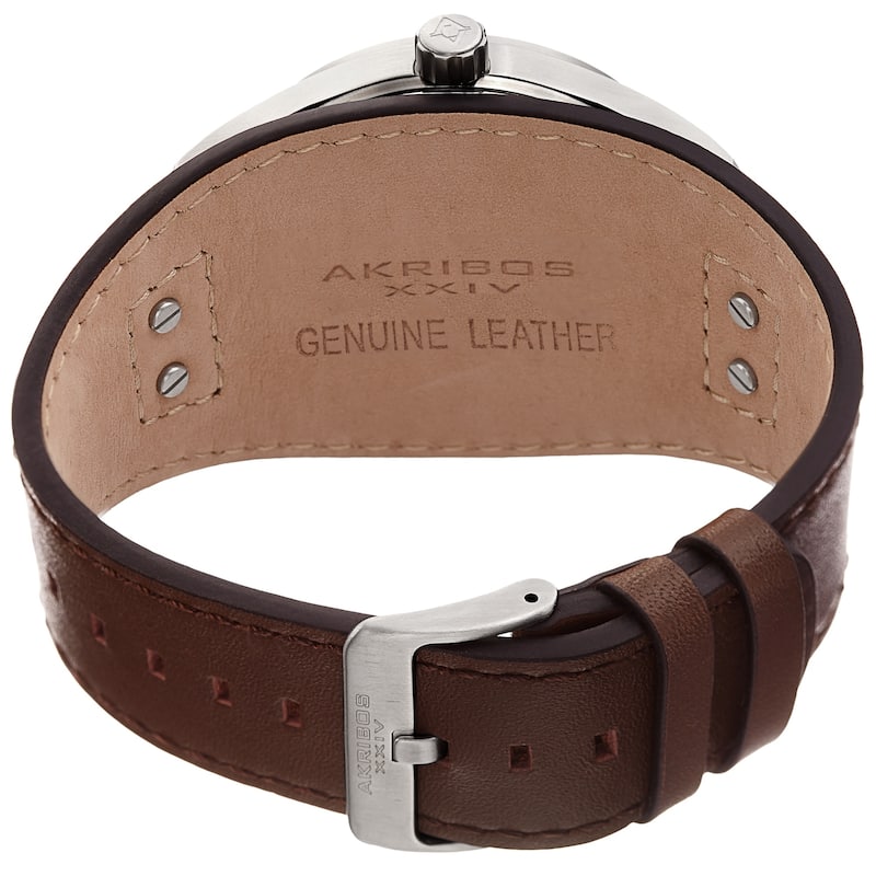Akribos XXIV Men's Date Sport Style Husky Brown Leather Strap Watch