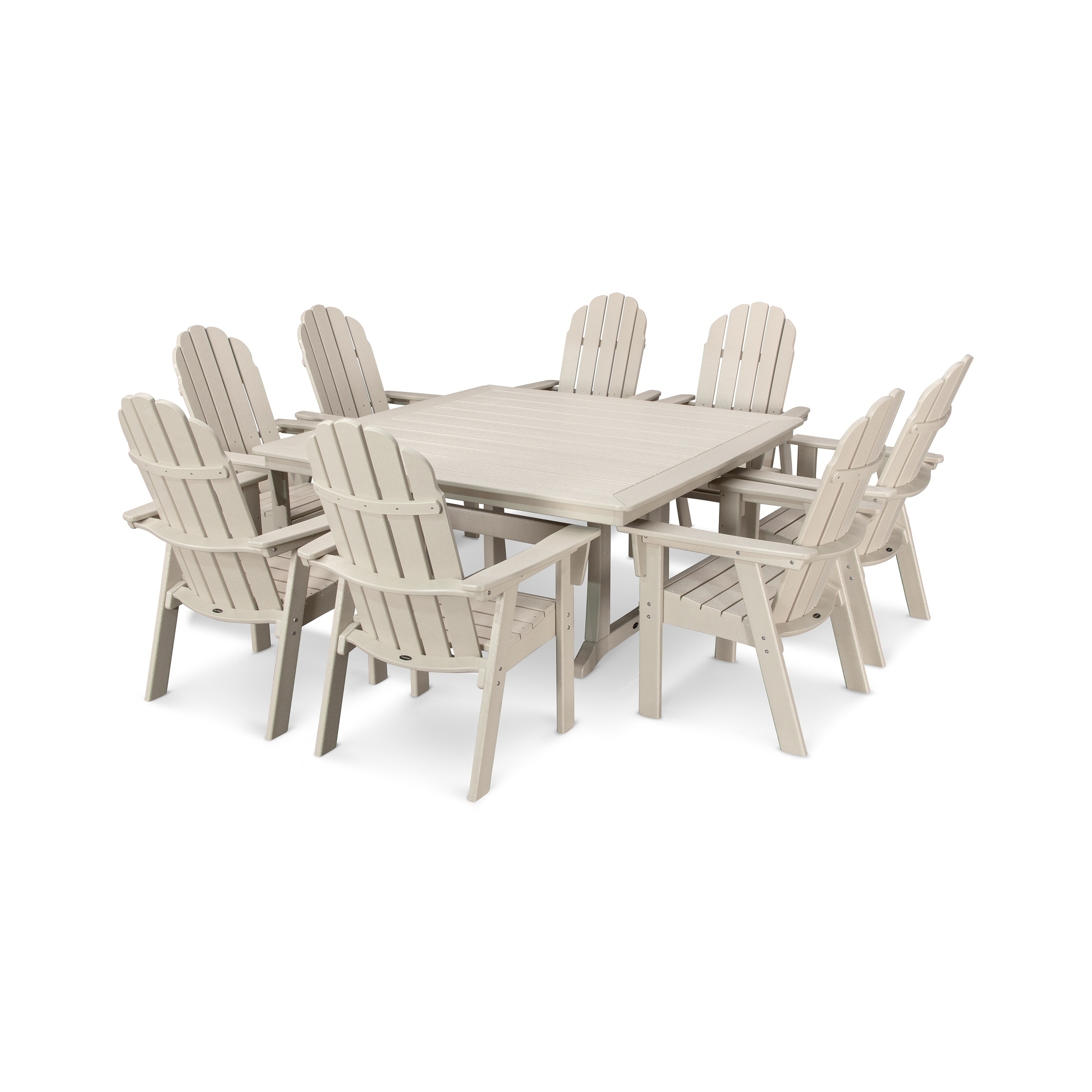 POLYWOOD® Vineyard Adirondack 9-Piece Nautical Trestle Dining Set