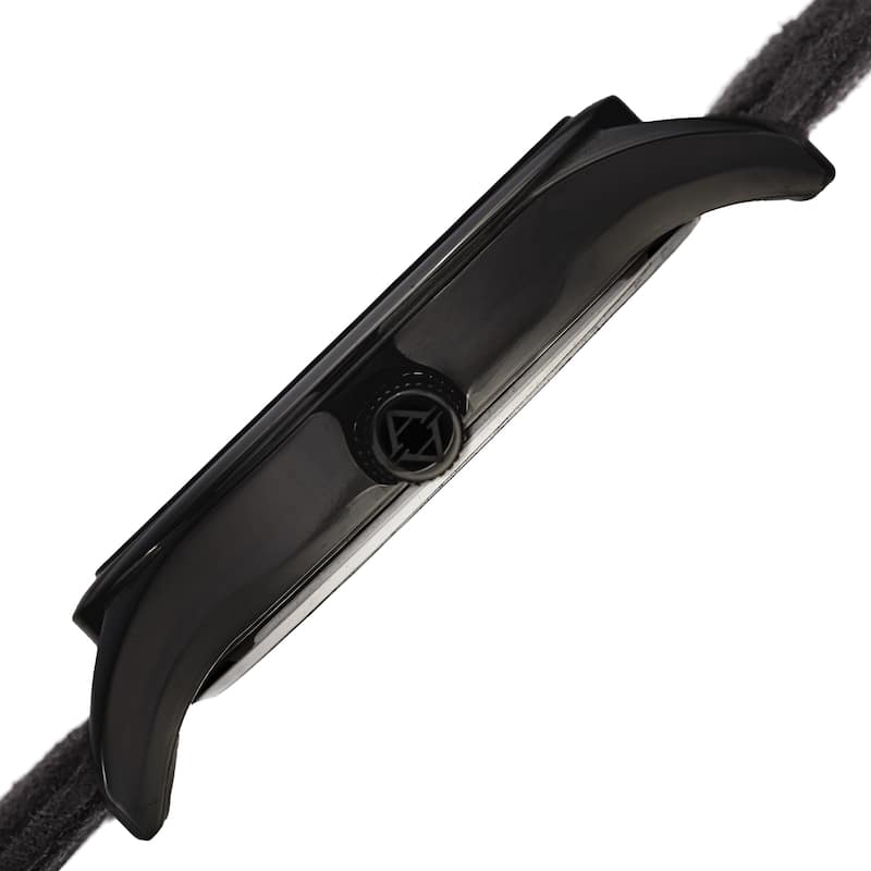 Akribos XXIV Men's Classic Date Black Suede Leather Strap Watch