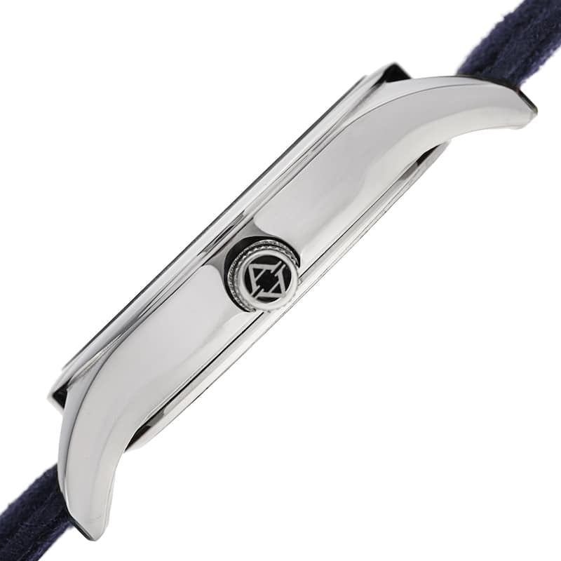 Akribos XXIV Men's Classic Date Blue Suede Leather Strap Watch