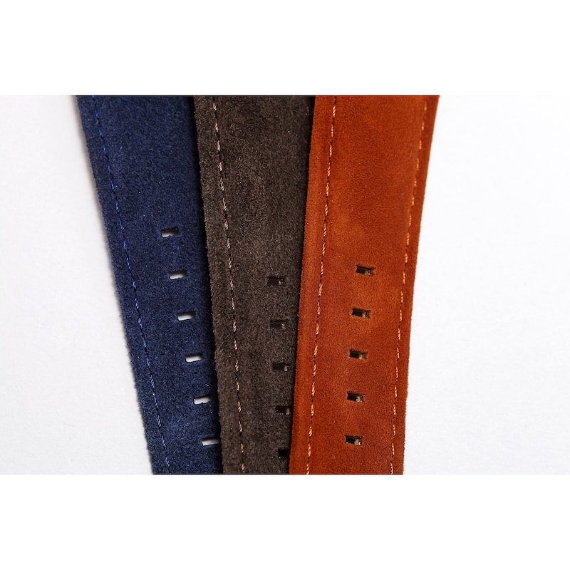 Akribos XXIV Men's Classic Date Blue Suede Leather Strap Watch
