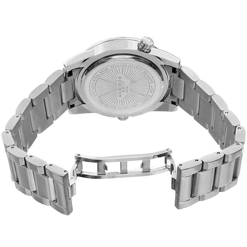 Akribos XXIV Men's GMT Date World Timer Silver-Tone Bracelet Watch