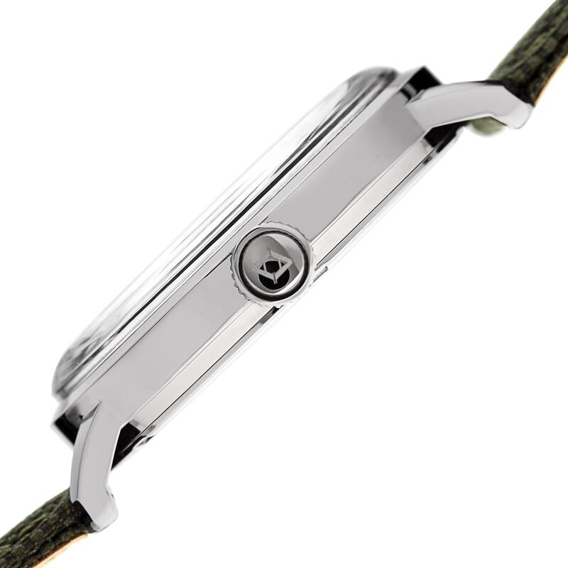 Akribos XXIV Men's Date Olive Green Canvas Leather Strap Watch