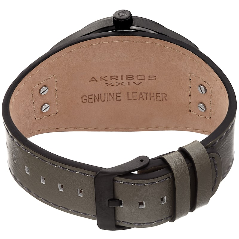 Akribos XXIV Men's Date Sport Style Husky Grey Leather Strap Watch