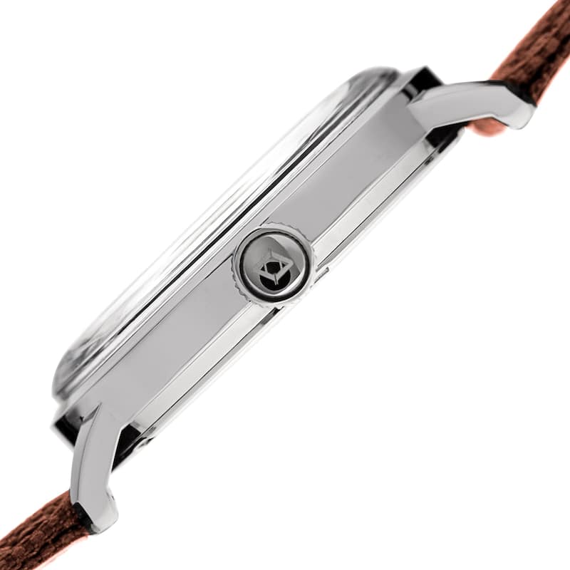 Akribos XXIV Men's Date Brown Canvas Leather Strap Watch