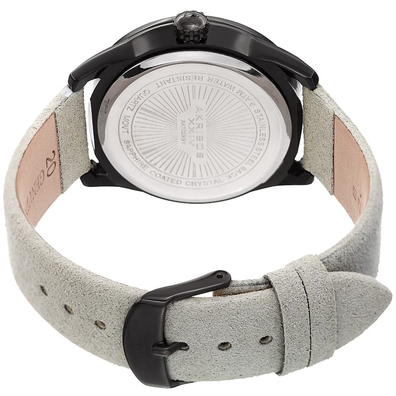 Akribos XXIV Men's Grey Date Easy-to-Read Leather Suede Strap Watch