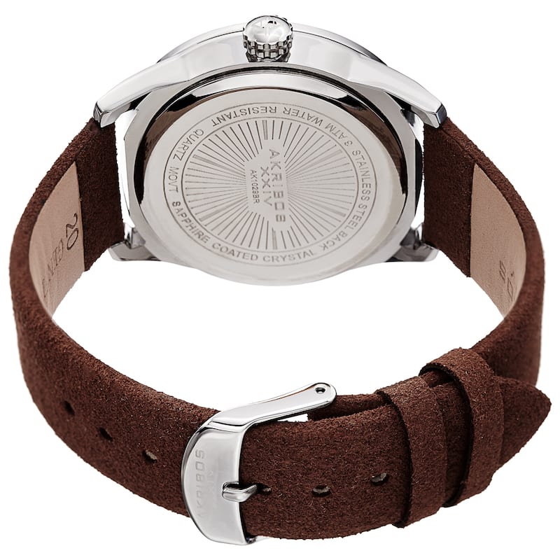 Akribos XXIV Men's Brown Date Easy-to-Read Leather Suede Strap Watch