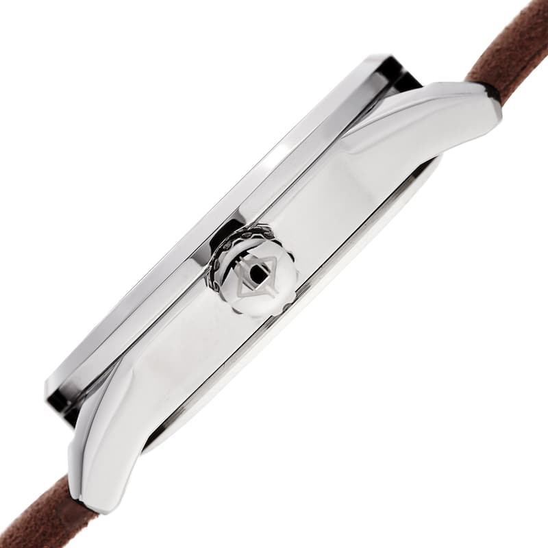 Akribos XXIV Men's Brown Date Easy-to-Read Leather Suede Strap Watch