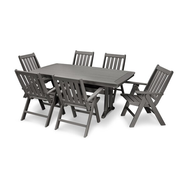 Patio Furniture Sets Vineyard 7 Piece Nautical Trestle Dining Set