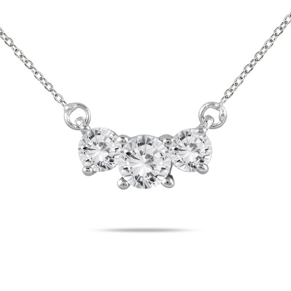Shop 1 Carat TW Three Stone Diamond Pendant in 14K White Gold On Sale Free Shipping Today