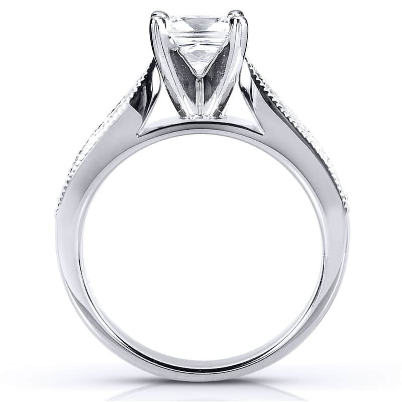 Annello by Kobelli Princess Moissanite and Diamond Vintage Bridal Set 1 1/4 CTW 14k White Gold